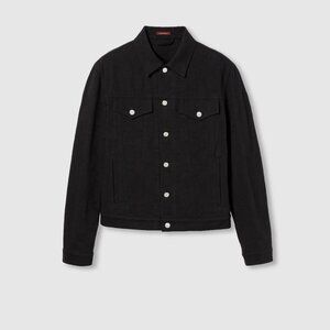 Authentic Gucci GG Black Denim Jacquard Jacket